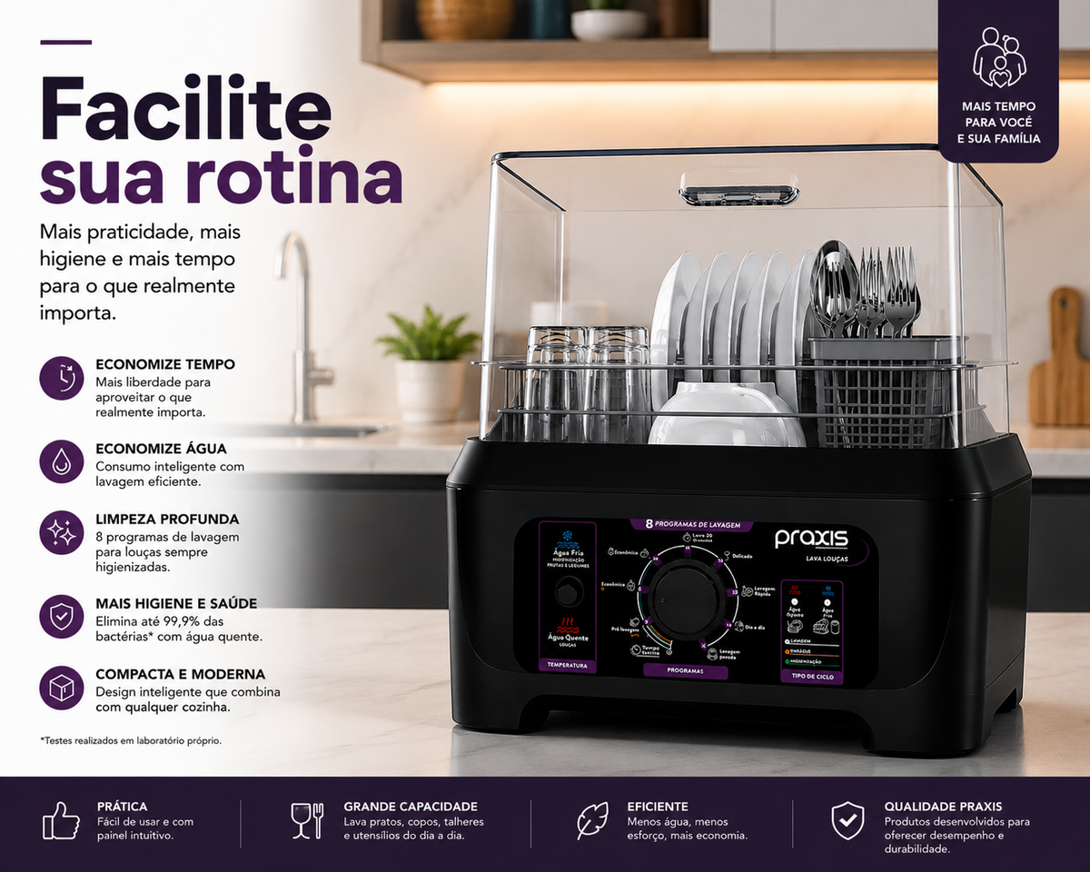 Lava-Louças Compacta Premium – Mais Tempo, Menos Louça [220V/127V]