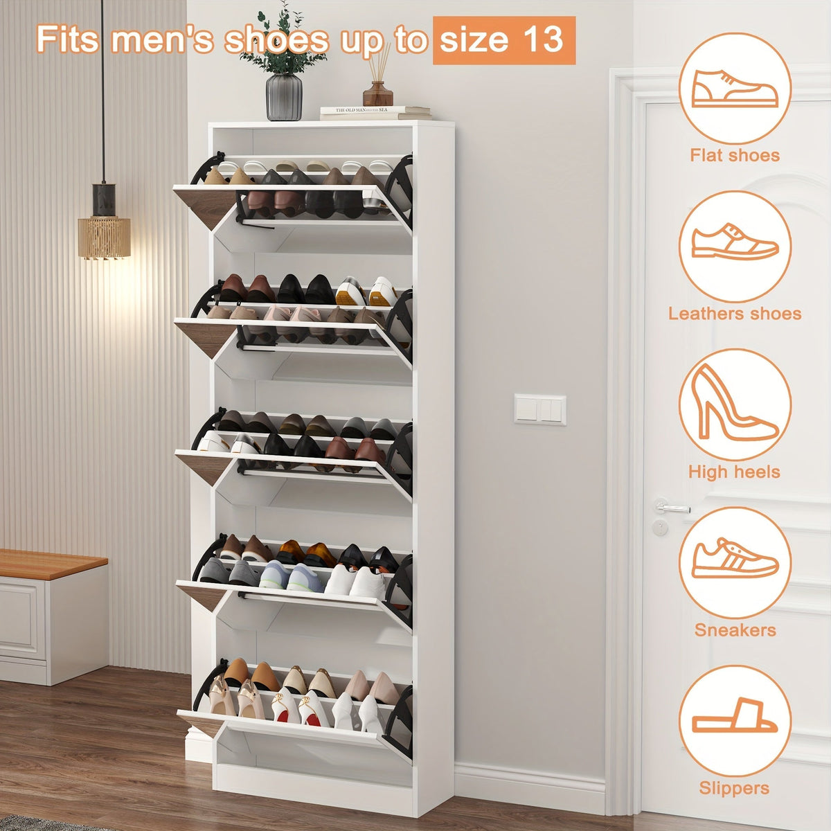 Sapateira Premium - 5 Gavetas Espelhadas Retrátil