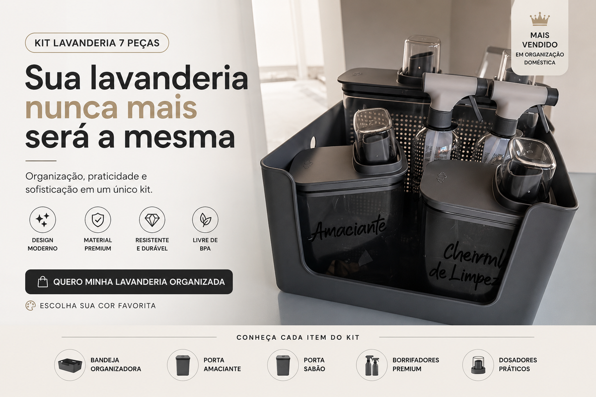 Flow Home™ – Kit Lavanderia Premium [7 Peças + Cesto]